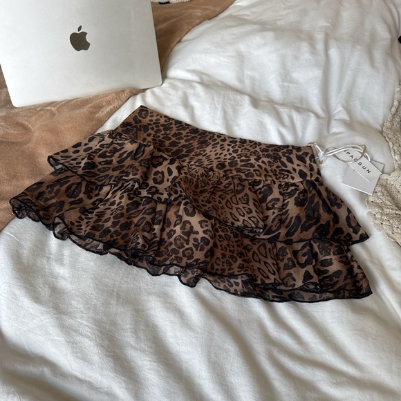 PacSun Dresses & Skirts - PacSun Leopard Ruffle Mini Skirt - Brown/Black